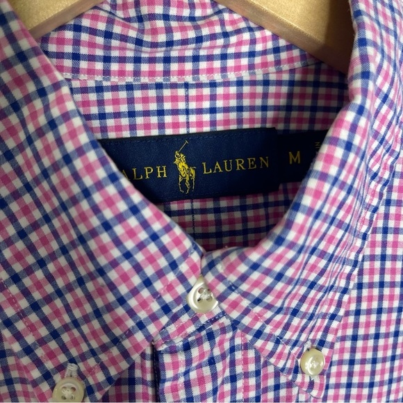 Ralph Lauren Pink and Blue Checkered Casual Button Down Shirt - Picture 3 of 5